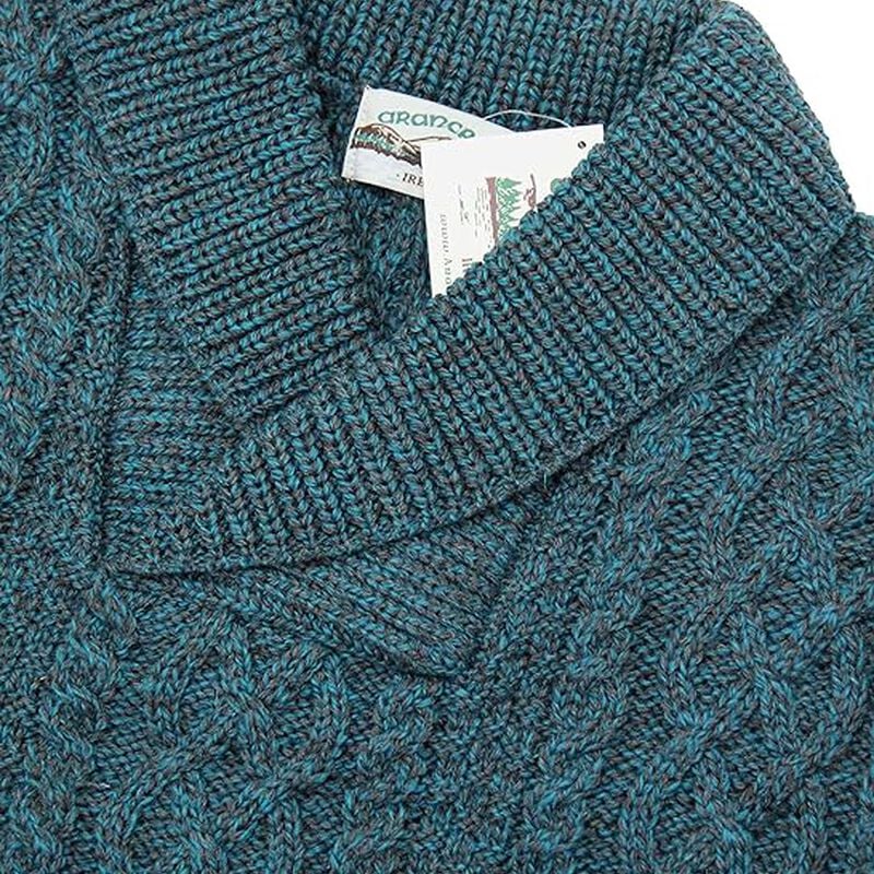 Men's Soft Irish Cable Knit Shawl Collar Sweater